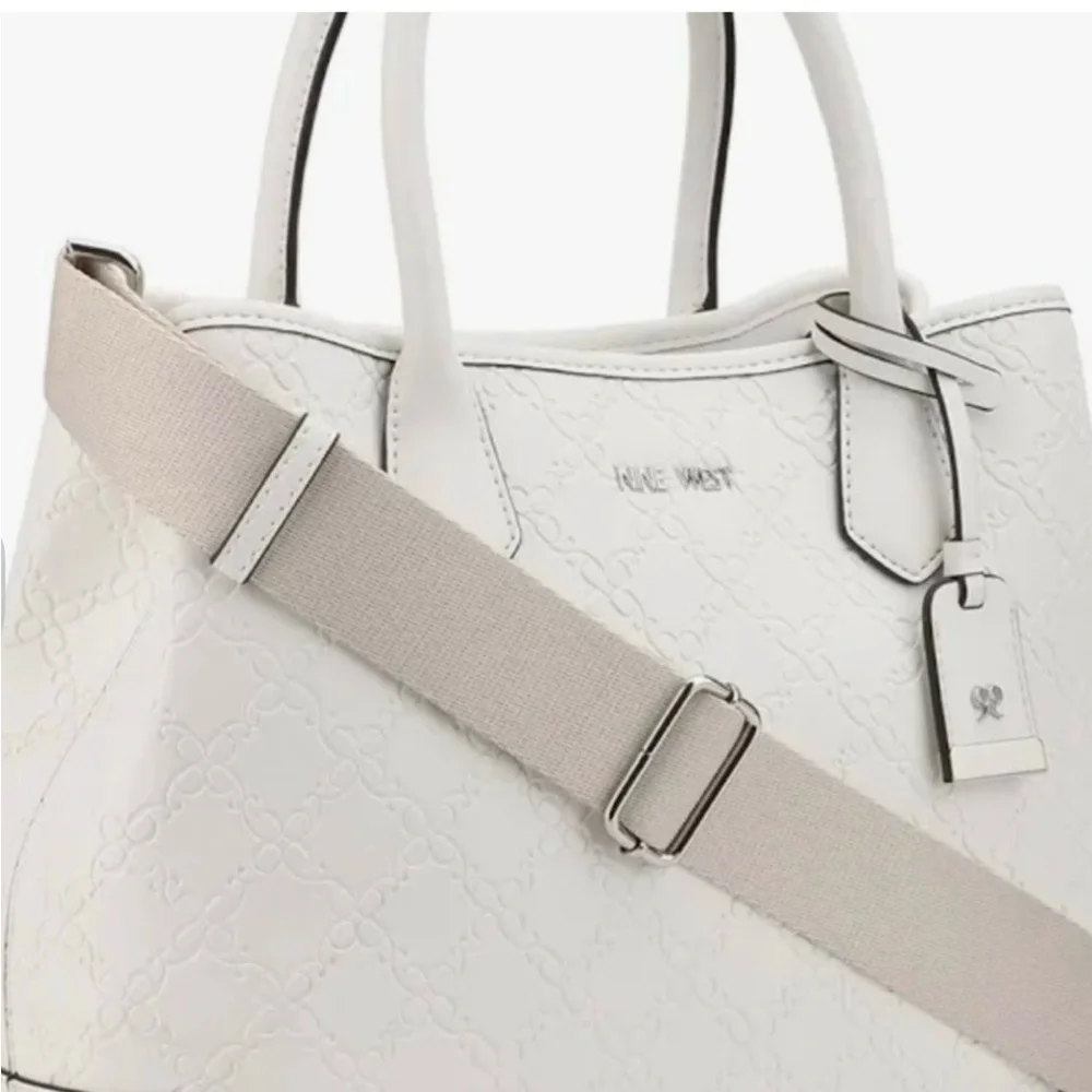 Nine West Embossed White Satchel.